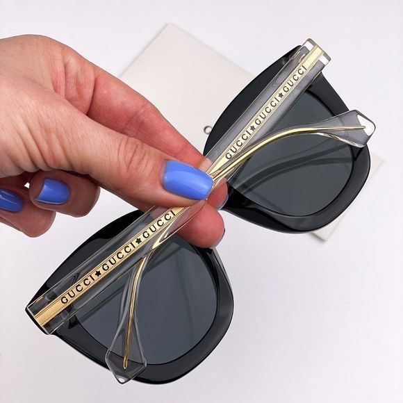 Gucci Seasonal Icon GG0564SN 001 Sunglasses Crystal Gold Black Cat Eye Women main image 10